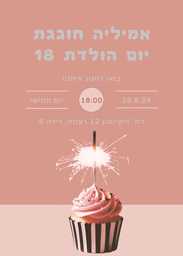 הזמנה ליום הולדת קאפקייק