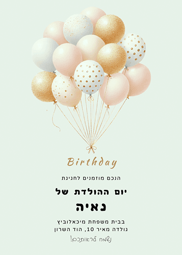 הזמנה ליום הולדת ילדים זר בלונים
