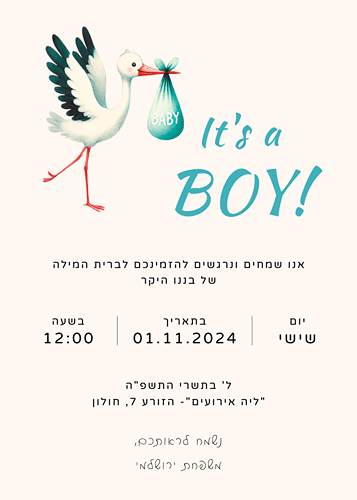 הזמנה לברית חסידה